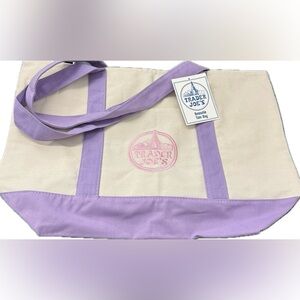 ‼️Exclusive‼️ NWT Large Trader Joe’s Lavender & Cream Canvas Tote Bag